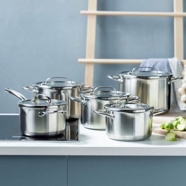 BK Twist Pannenset 5-delig RVS/Glas - Afbeelding 3