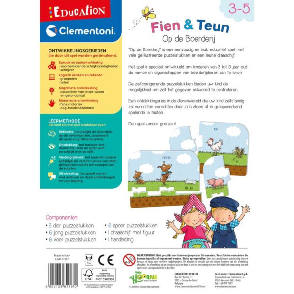 Clementoni Fien en Teun Op De Boerderij Puzzelspel - Afbeelding 6