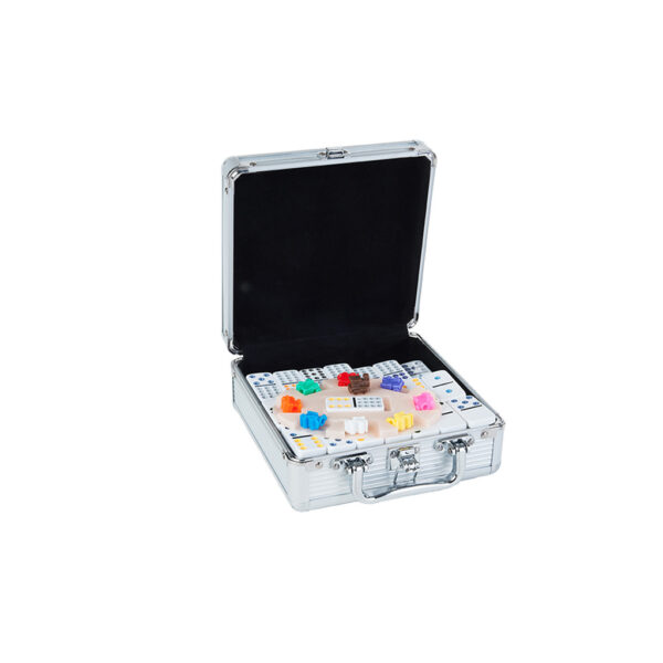 Longfield Mexican Train Domino Dubbel 12 in Houten Koffer 91 Stenen - Afbeelding 2