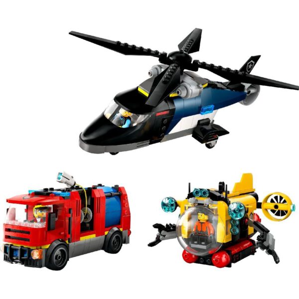 Lego City 60462 Great Vehicles Helikopter, Brandweerauto en Onderzeeër - Afbeelding 2