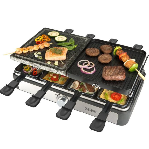 Bourgini Gourmet Raclette Stone Grill Plus Zwart/RVS - Afbeelding 2