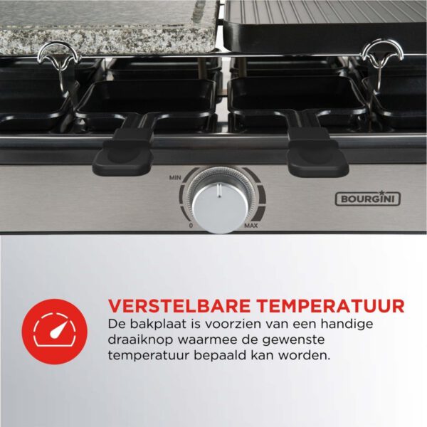 Bourgini Gourmet Raclette Stone Grill Plus Zwart/RVS - Afbeelding 4