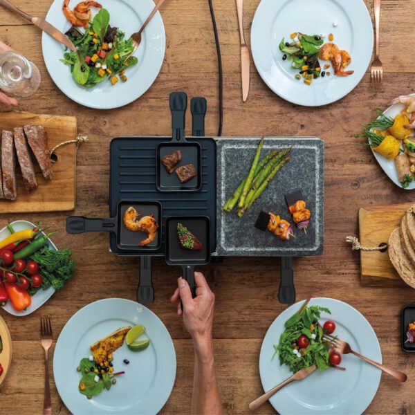 Bourgini Gourmet Raclette Stone Grill Plus Zwart/RVS - Afbeelding 5