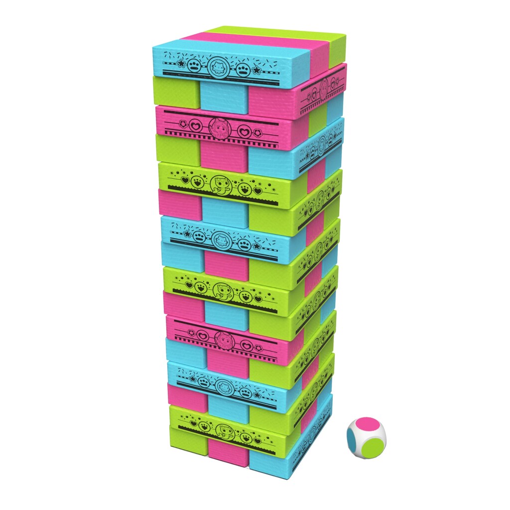 Gabby's Dollhouse Jumbling Tower Blokkentoren Spel met 48 Houten Blokjes - Afbeelding 2