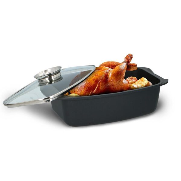 Alpina Braadslee met Glazen Deksel 5.5L 39.5x22.5x10.8 cm Zwart - Afbeelding 5