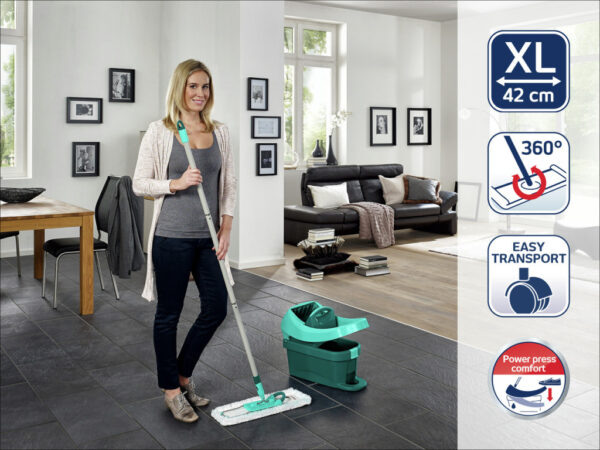 Leifheit 55167 Profi Vloerwisser XL 42 cm Compleet Systeem met Wieltjes Micro Duo + Static Plus - Afbeelding 2